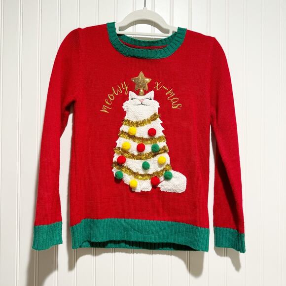 It's Our Time Other - Its Our Time Cat Christmas Tree Sweater Girls Large